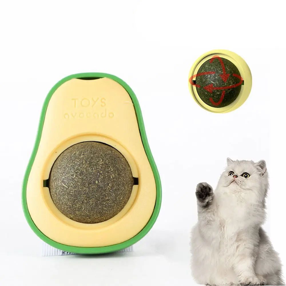 Smart Cat Toys Ball Interactive Avocado Catnip Ball Cat Self-hey Cat Ball Clean TeethSelf Rotating Colorful Led Feather Bells