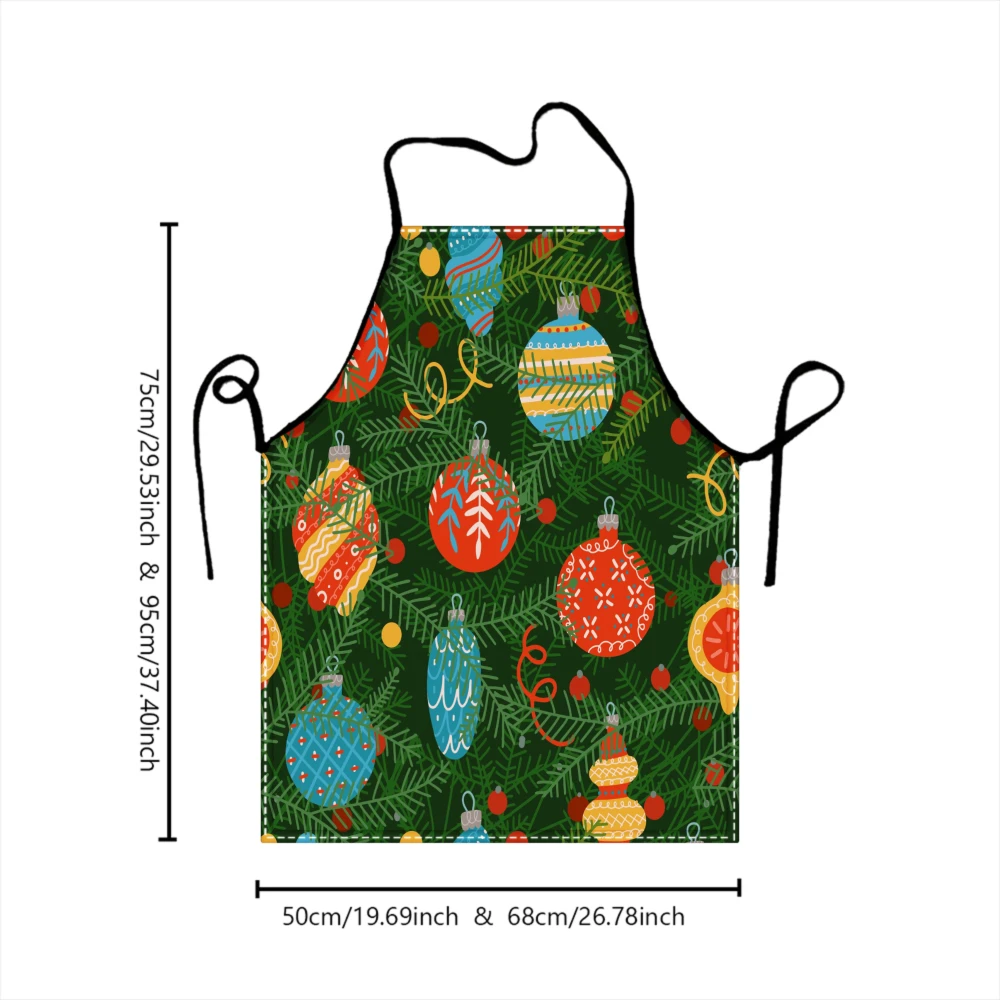 Retro Style Apron Christmas Ornaments Pattern Kitchen Aprons Cooking Baking Adjustable Bibs view 5