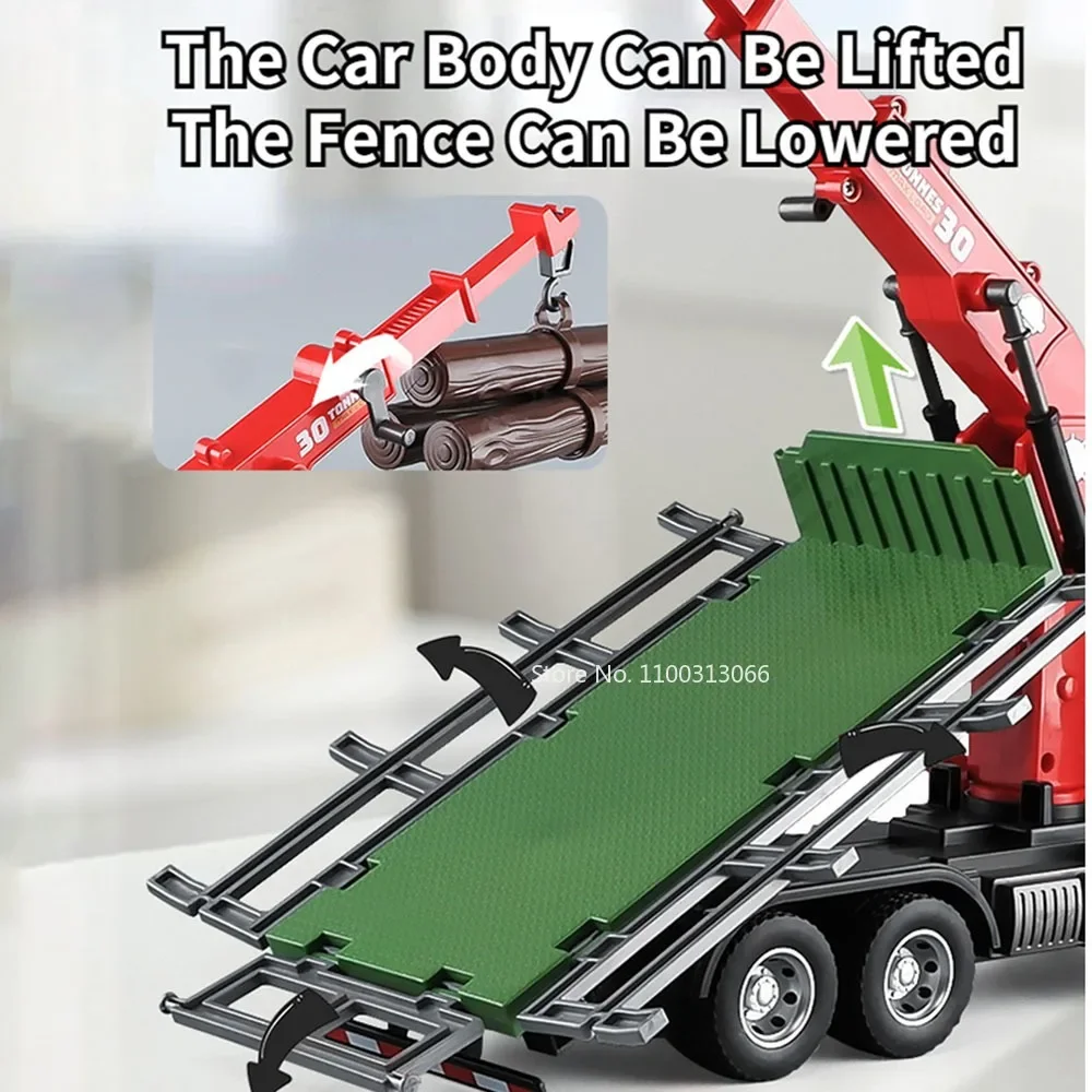 1:24 Alloy Timber Transport Wagon Car Toy Metal Diecasts Model Engineering Vehicle with Pull Back Function Car Toys for Boy Gift