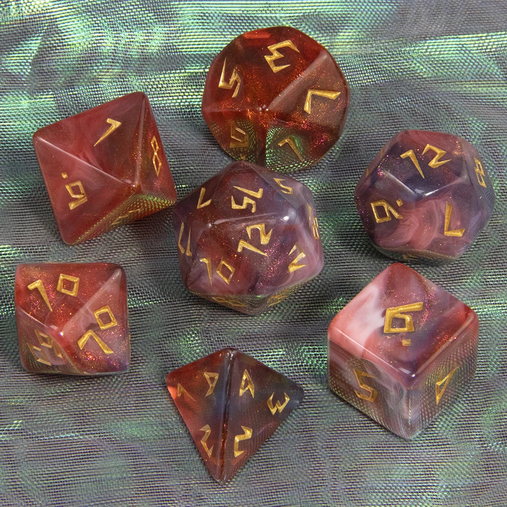 

Блестящие многогранные игральные кости, 7 шт., набор DND RPG Dice D4 D6 D8 D10 D12 D20 для ролевой игры, настольная игра