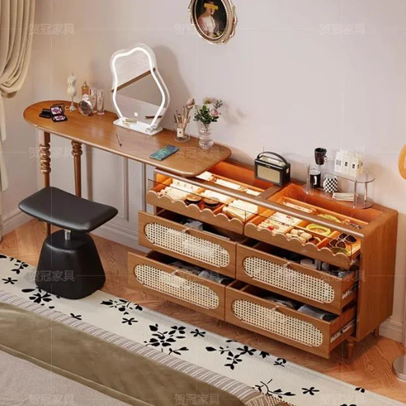 Tocadores de maquillaje con espejo, mueble moderno, mesas de tocador nórdicas, tocadores de almacenamiento, muebles de dormitorio minimalistas, Tocadores LLDT