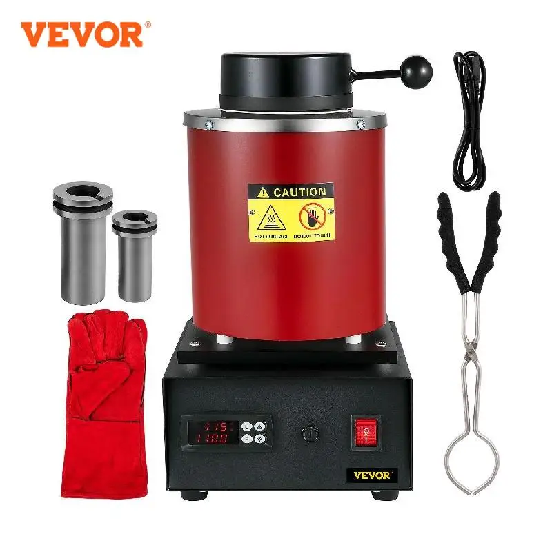 VEVOR 1/3KG Metal Melting Furnace with LED Display Screen Jewelry Making Tools Precious Gold Silver Furnace Kit Crucible Machine