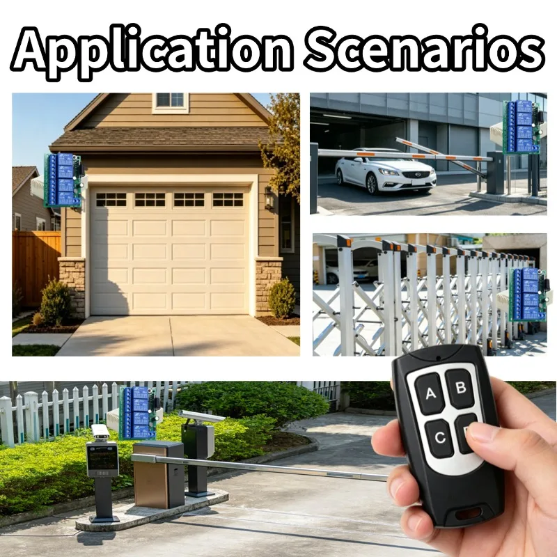 433MHz Universal Wireless Remote Control Switch DC 6V 12V 24V 10A RF Receiver,50m Transmitter,for Garage Door Motor Lamp DIY