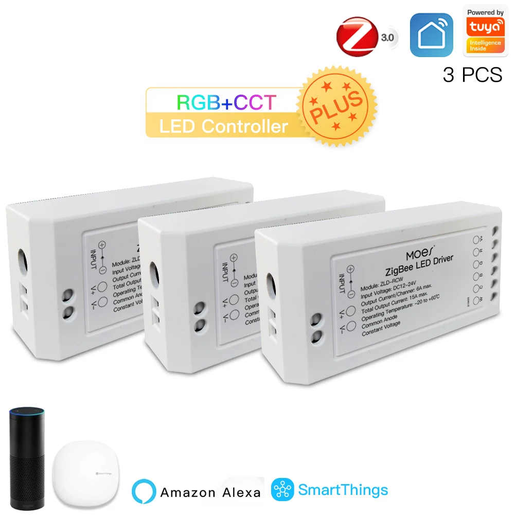 MOES Nieuwe ZigBee 3.0 Smart Dimmer Module Schakelaar RGB CCT voor LED Strip Smart Leven Tuya App Controle met Alexa Echo Goolge thuis