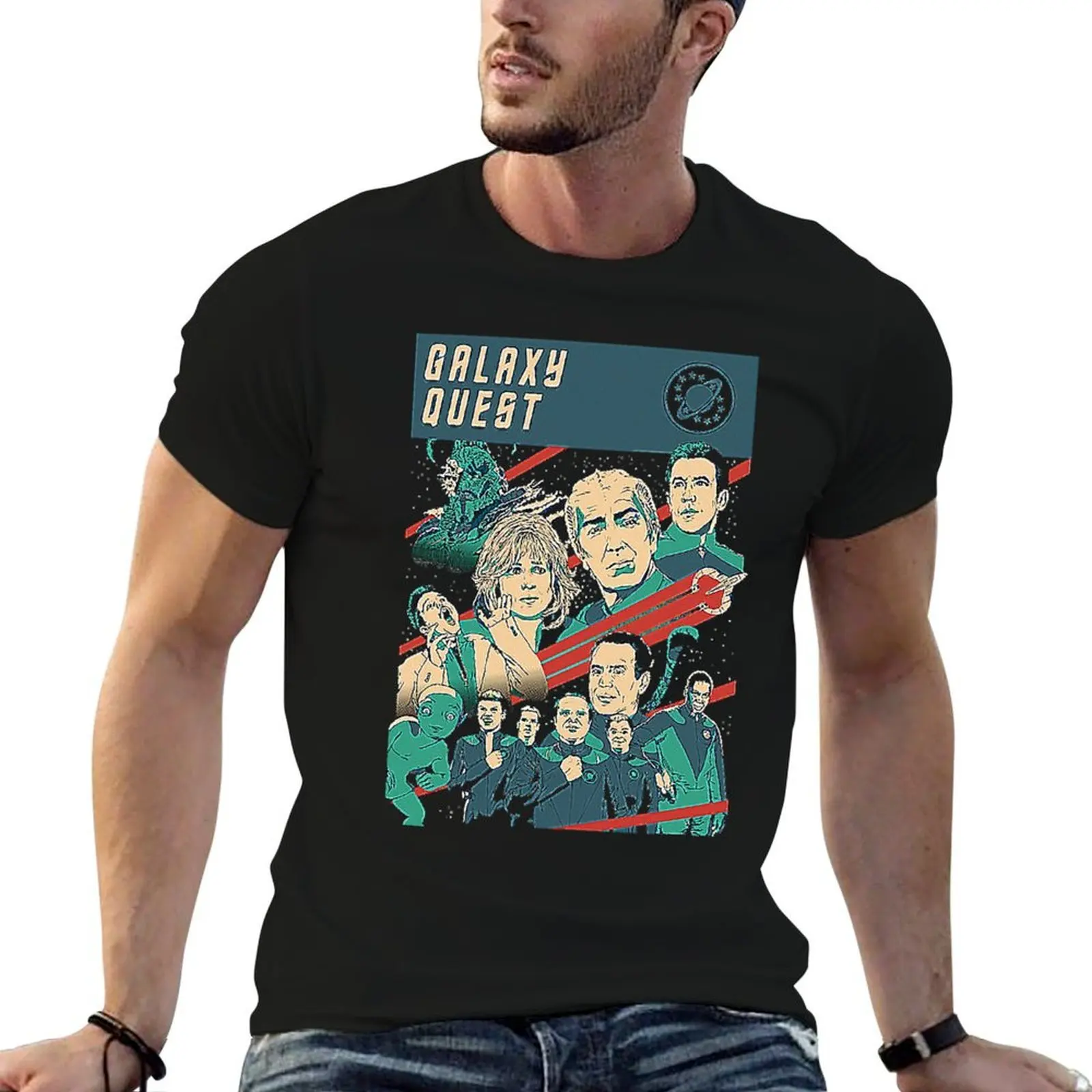 Retro Vintage Dark Red Galaxy Quest Light Blue Music Vintage Retro T-Shirt new edition football t shirt t shirt men
