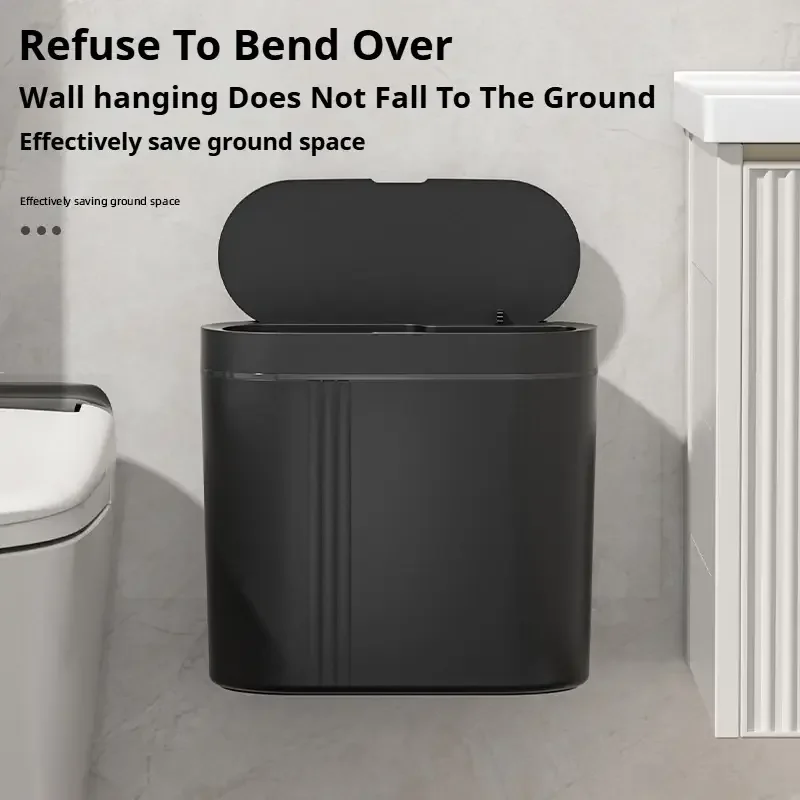 Crack smart trash can household kitchen bathroom wall hanging flip automatic induction trash can