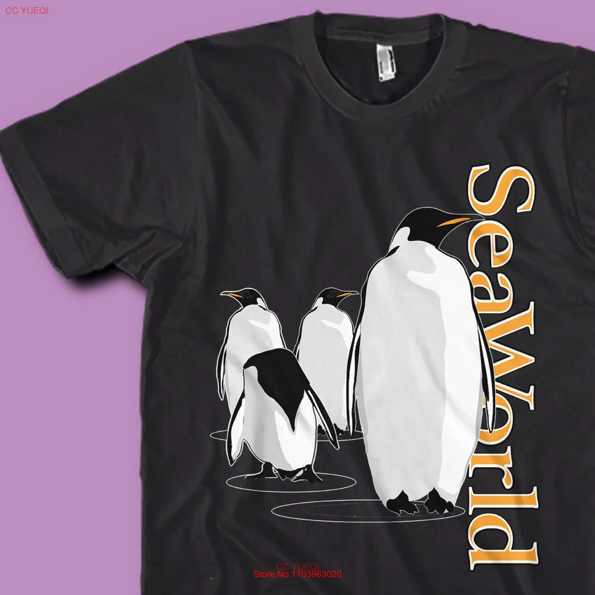 Футболка с пингвином, морской мир, приключения, отпуск, ткань, длинные или Короткие рукава