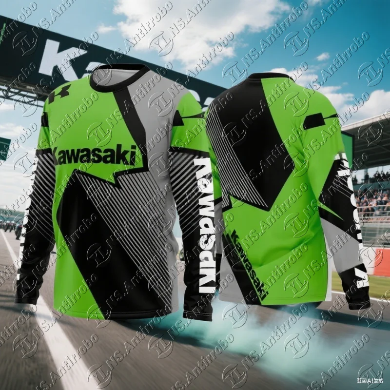 

Summer Kawasaki Outdoor Sports Trendy Quick Drying Breathable Motorcycle Long Sleeved Thin Sport Comfortable Long Sleeved Shirt