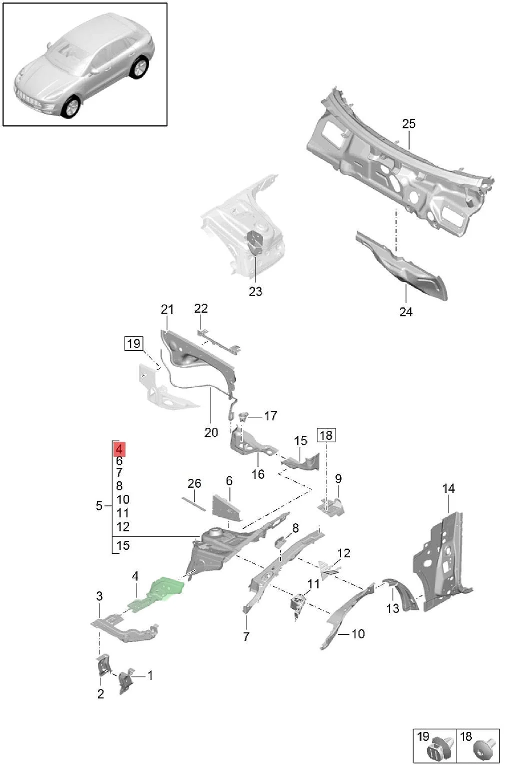 95B805457 95B805457AYGRV 95B805458 95B805458AYGRV Intercooler connection bracket for Porsche Macan 95b