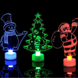 LED Mini Night Lights Colorful Flashing Lights Snowman Lamp Christmas Ornament Birthday Party New Year's Decor Festive Lighting