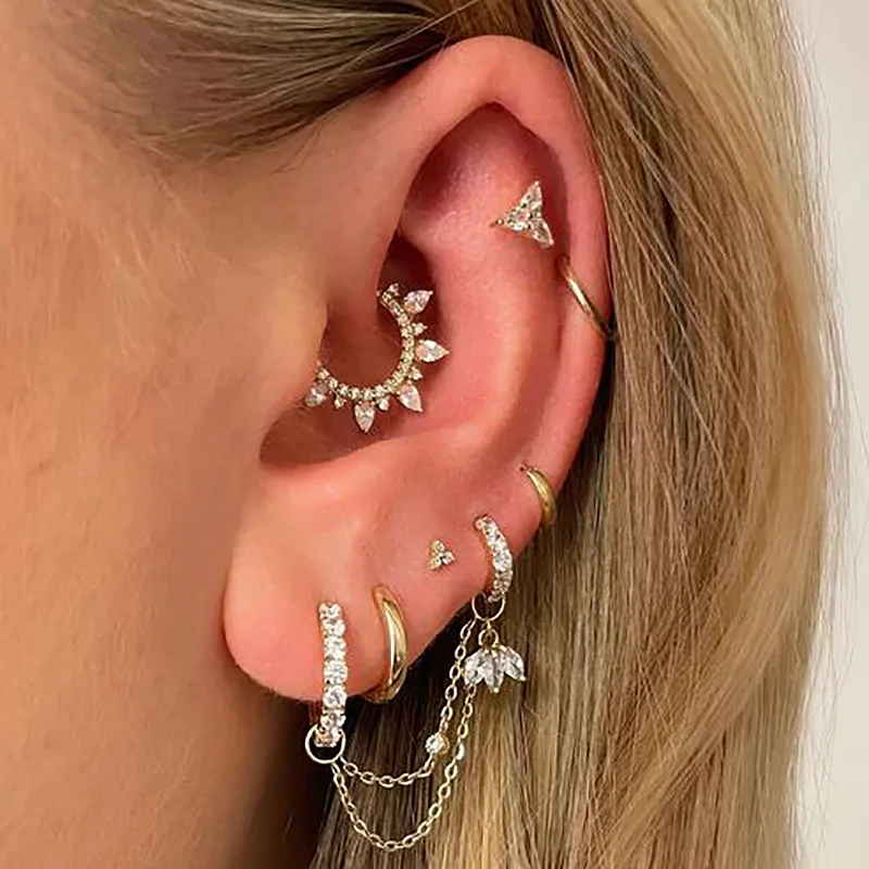 1pc Daith Piercing Hoop Ohrringe Frauen Trend Zirkon Helix Piercing Septum Tragus Körper Zubehör Winzige Knorpel Ohr Schmuck – Detail 3
