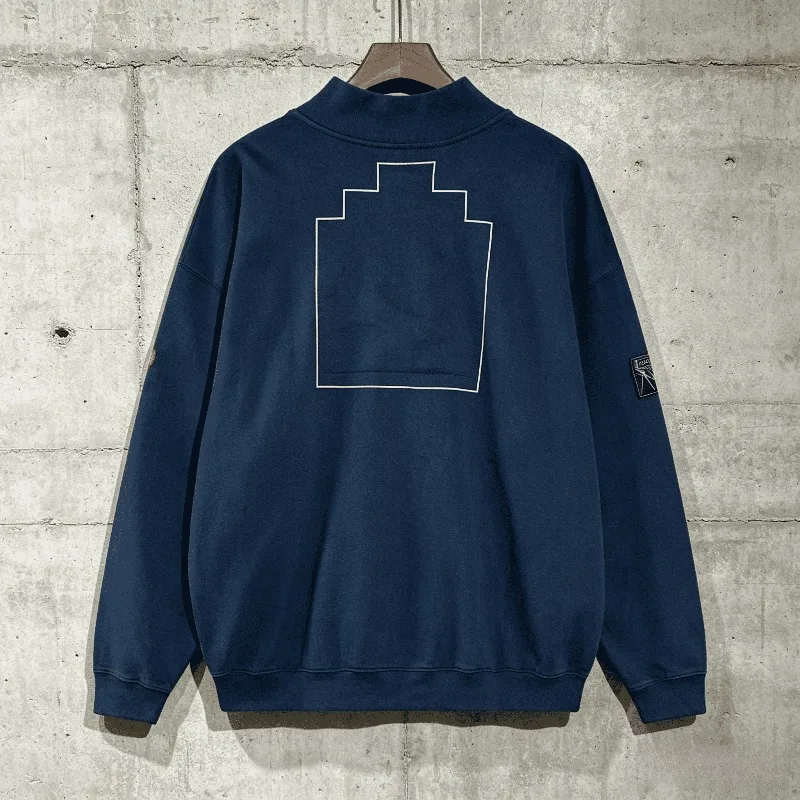 2026AW High Street C.E Letter Embroidered Buttoned Stand Collar Crew Neck Pullover Sweatshirt Men's Clothing Women's Clothes