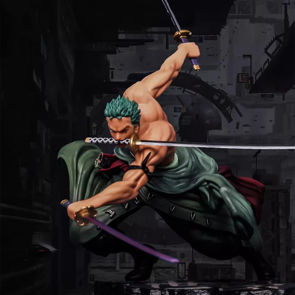 Figura de acción de anime de Roronoa Zoro de 10 cm - Modelo de estatua de One Piece de tres espadas para coleccionistas y niños