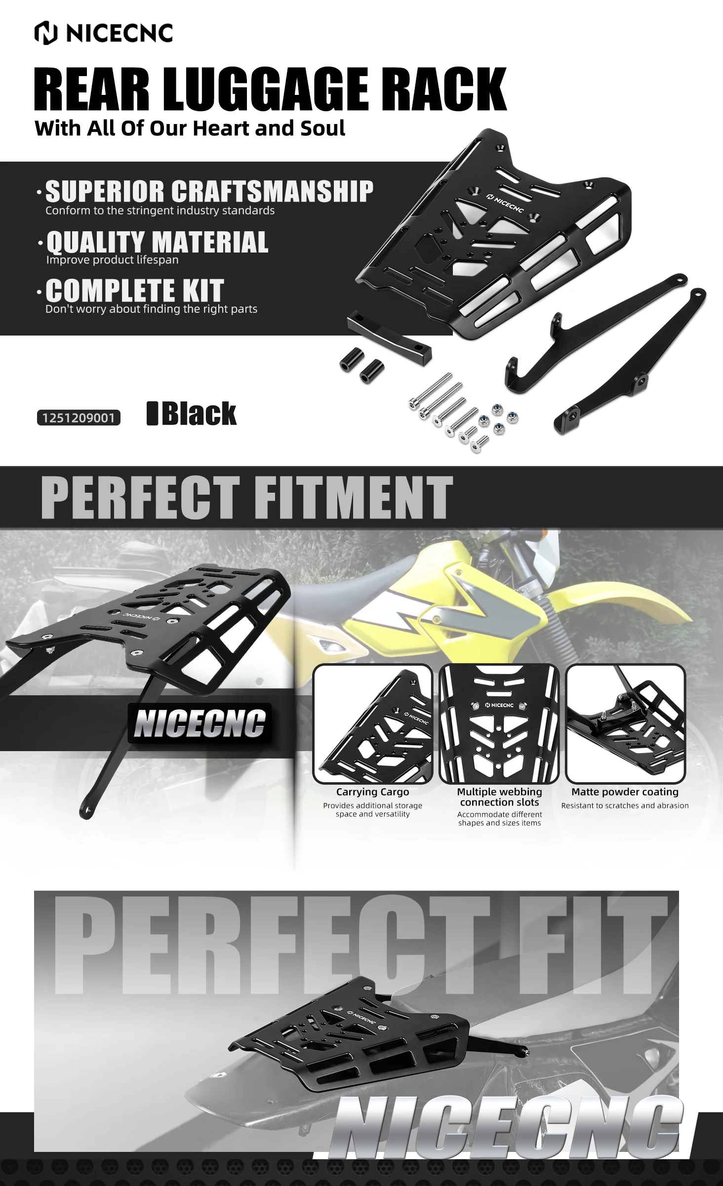 (EU-Lager) Für 2024 Suzuki DRZ400 DRZ400E DRZ400S DRZ400SM Hinterer Gepäckträger Heckgepäck-Kit DR-Z400 E S SM 2000-2024 DR-Z4S Z4SM – Detail 2
