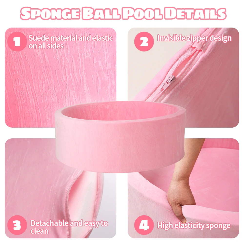 1pc 90cm dikke spons bal pit schuim grijs en roze indoor box voor kinderen droog zwembad draagbare zachte kinderen verjaardagscadeaus (geen ballen)