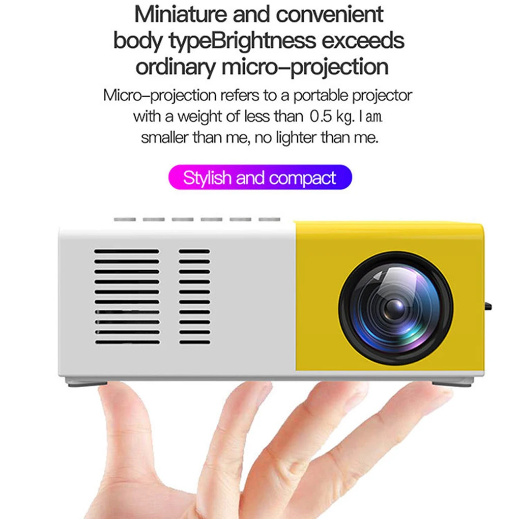 J9Pro Mini Projector LED Home Media Player Audio Portable Proyectors 480x360 Pixels Supports 1080P HD USB Video Beamer