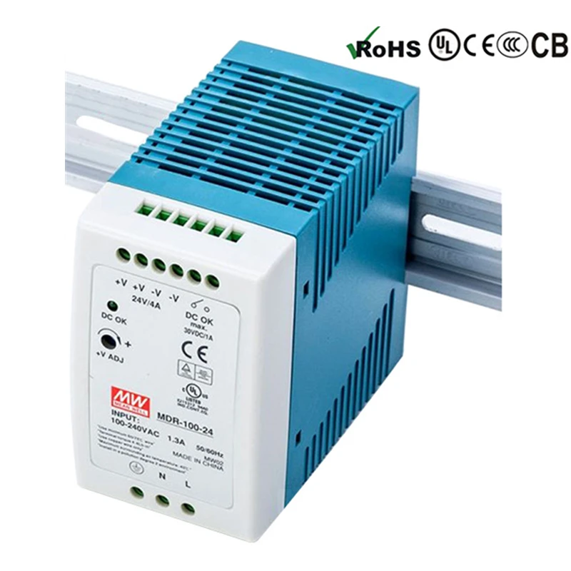 MEAN WELL Industrial Din Rail 100W Single Output Switching Power Supply MDR-100-12 MDR-100-24 MDR-100-48