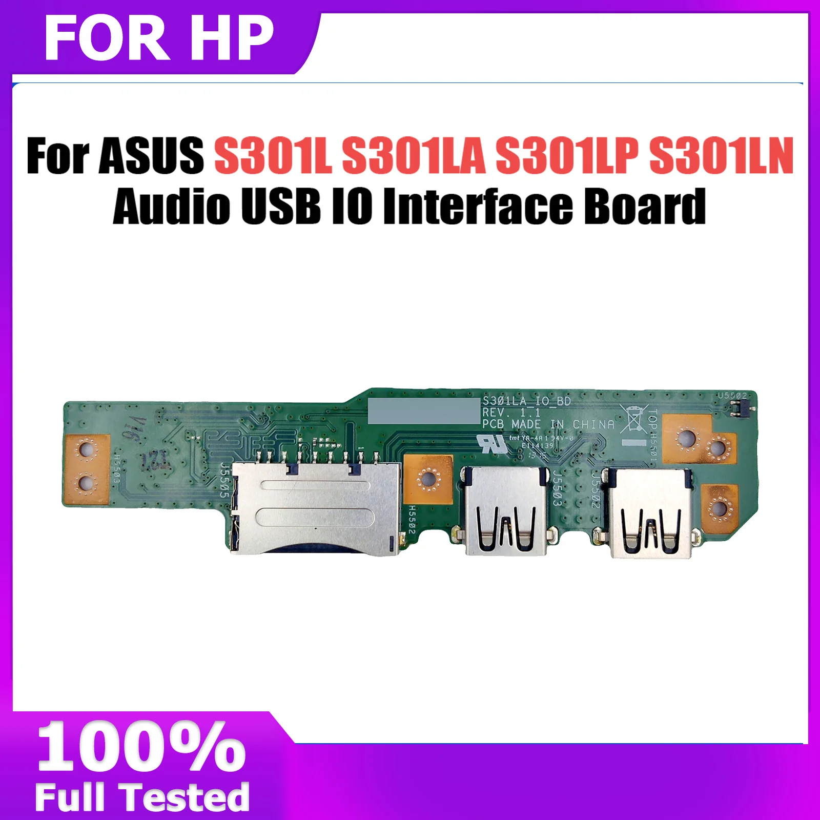 Original For ASUS S301L S301LA S301LP S301LN Laptop Audio usb IO board Interface board S301LA IO BOARD