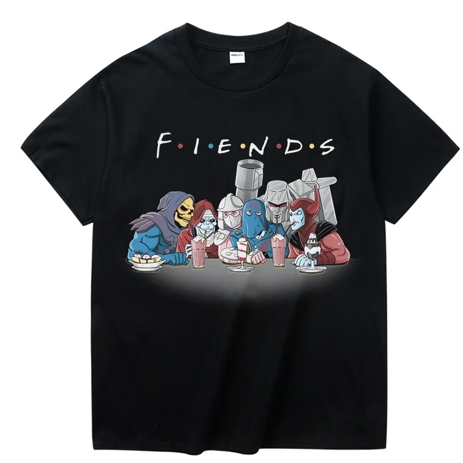 Vintage Cartoon Universe Skeletor Shredder T Shirt Casual Camiseta Round Neck Funny Friends Homme Tee Shirt