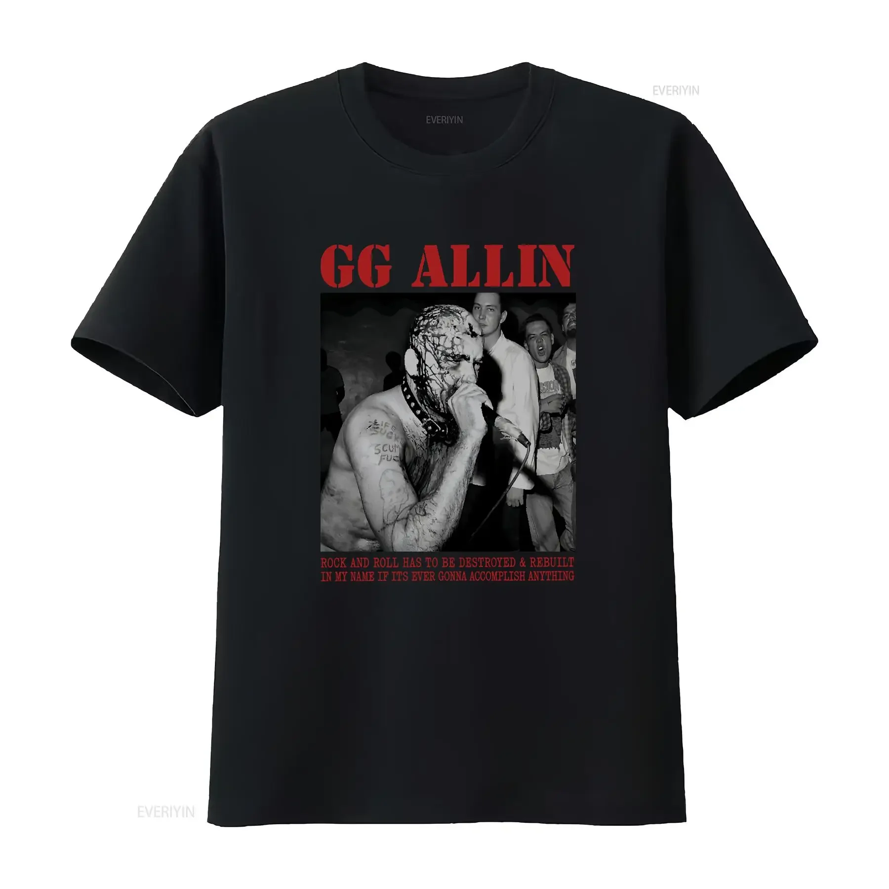 GG Allin Singer T Shirt Punk Rock  vintage Washed Soft Stylish Breathable Unisex graphic Stretched Slightly homme