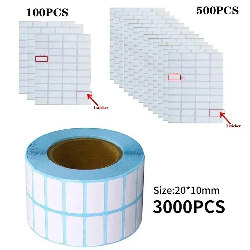 100/500/3000PCS Waterproof 20X10MM Blank Direct Print Thermal Paper Barcode Label Price Tag Roll Oil Proof