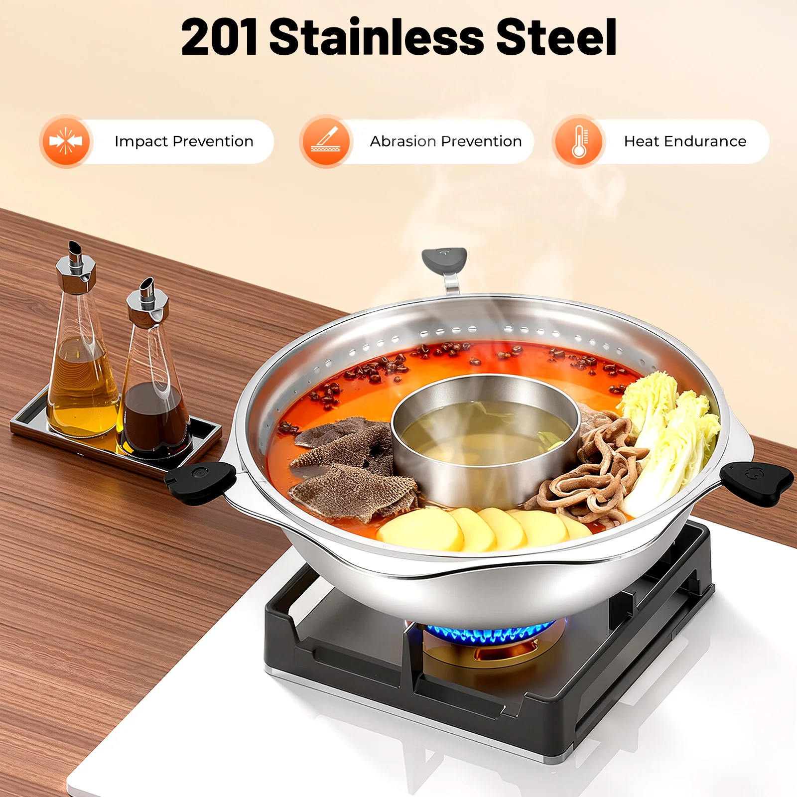 

Hotpot, Feast-Worthy Capacity Rapid-Boil Technology Ready to Use for Family Hotpot Restaurant Cafeteria Picnic Party