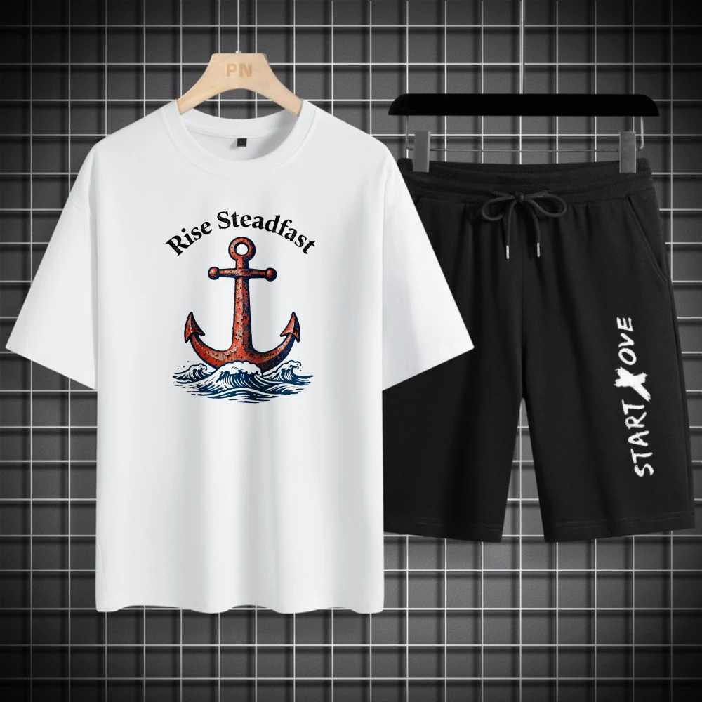 

Мужские комплекты футболок, мужской комплект с коротким рукавом + шорты, модная футбольная полиэстеровая летняя мужская одежда, дышащая