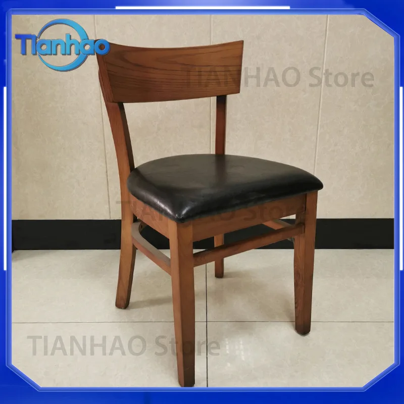 Solid Wood Dining Chair for Restaurant and Hot Pot Restaurant Modern Backrest Leisure Chair Wholesale Available