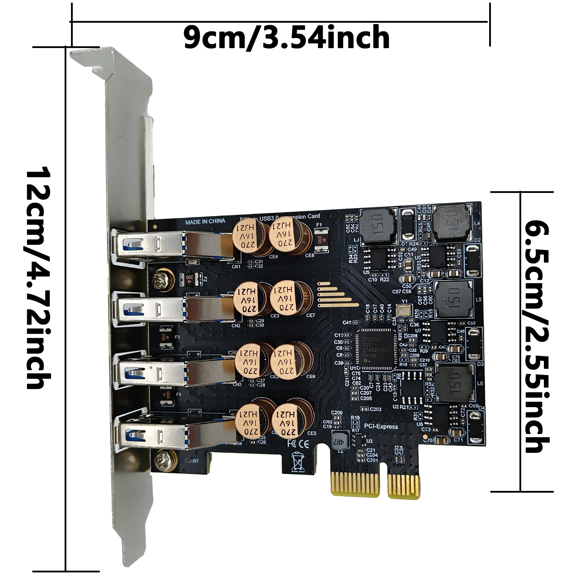 Скидка PCIe на 4 порта USB-A 4-контактный блок питания 5 Гбит/с PCI Express Карта расширения USB 3.2GEN1 Адаптер контроллера Настольный ПК