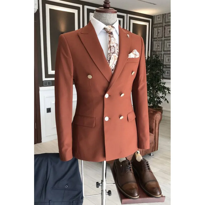 

Luxury Double Breasted Suits for Men Luxury 2 Piece Jacket Pants Outfits High Quality Prom Party Costume Homme Slim Fit Blazer