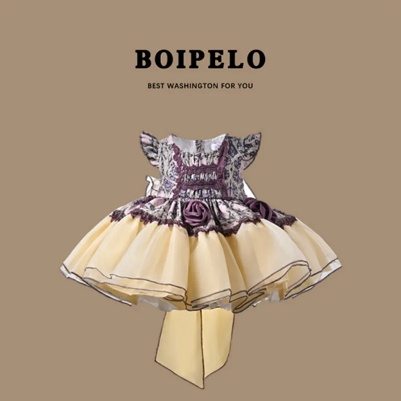 

Girls' Four Seasons Court Style Lolita Baby Birthday Party Wedding Princess Dress Flower Girls Boutique Sweet Quality Dress