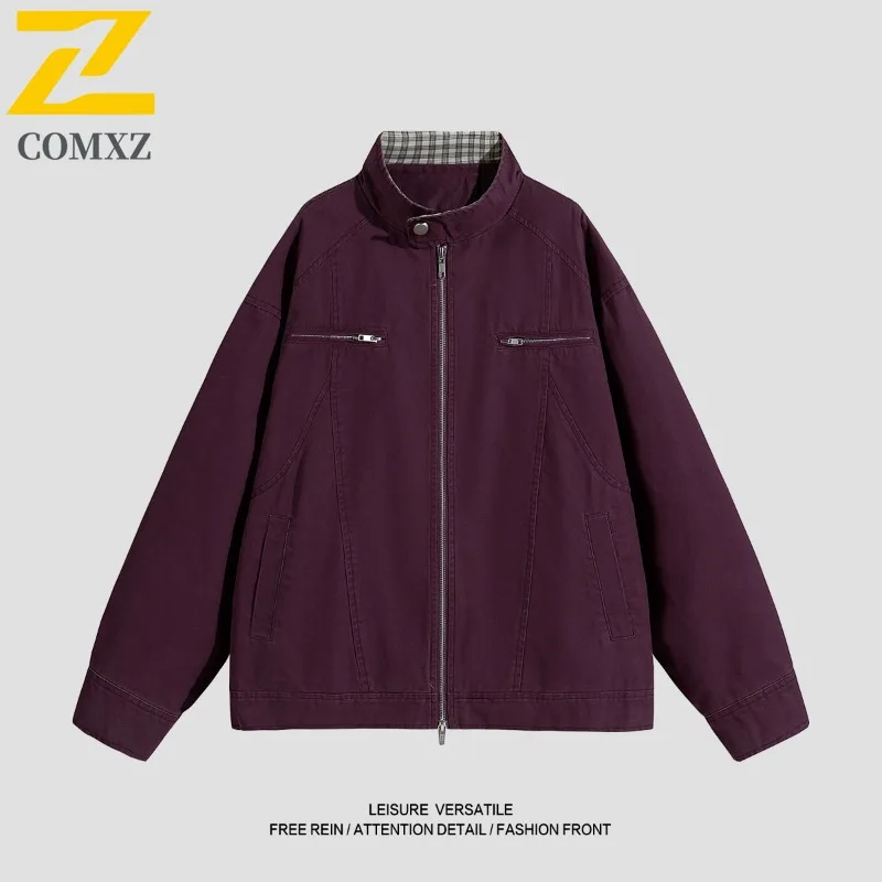 

Men's Baseball Stand Collar Cotton Jacket Winter American Style Streetwear Coat Windproof Water-Resistant ThickenedOuterwear