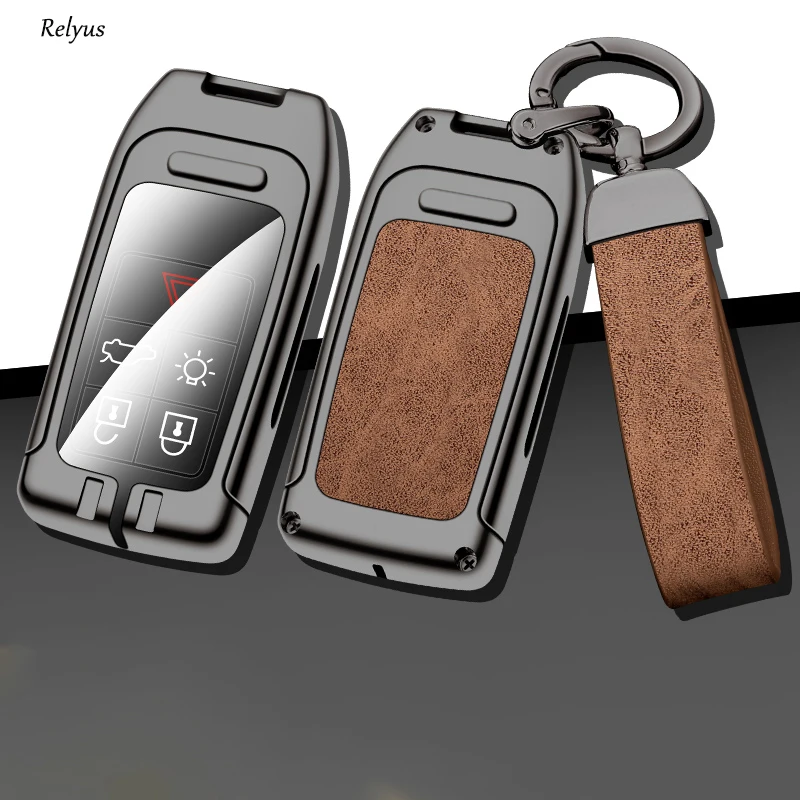 

New Zinc Alloy Leather Car Remote Key Case Cover Protector Shell for Volvo XC60 V60 S60 S80 XC70 V40 Auto Interior Accessories