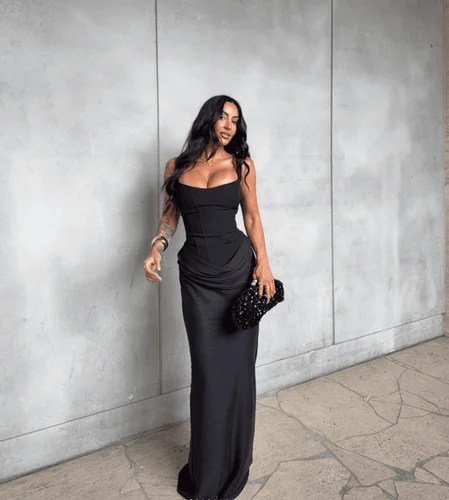 Imagen 2 del producto Mingmingxi Vestido largo blanco sexy con corsé, traje de fiesta, vestido de noche para mujer, vestido largo negro para cena, vestido de baile, vestidos elegantes para graduación