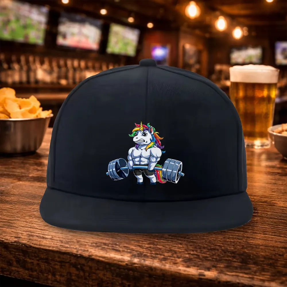 New Fitness Unicorn Print Flat Brim Hip-Hop Baseball Cap - Street Fashion Outdoor Sports Cap - Couple'S Hip-Hop Hat - Versatile