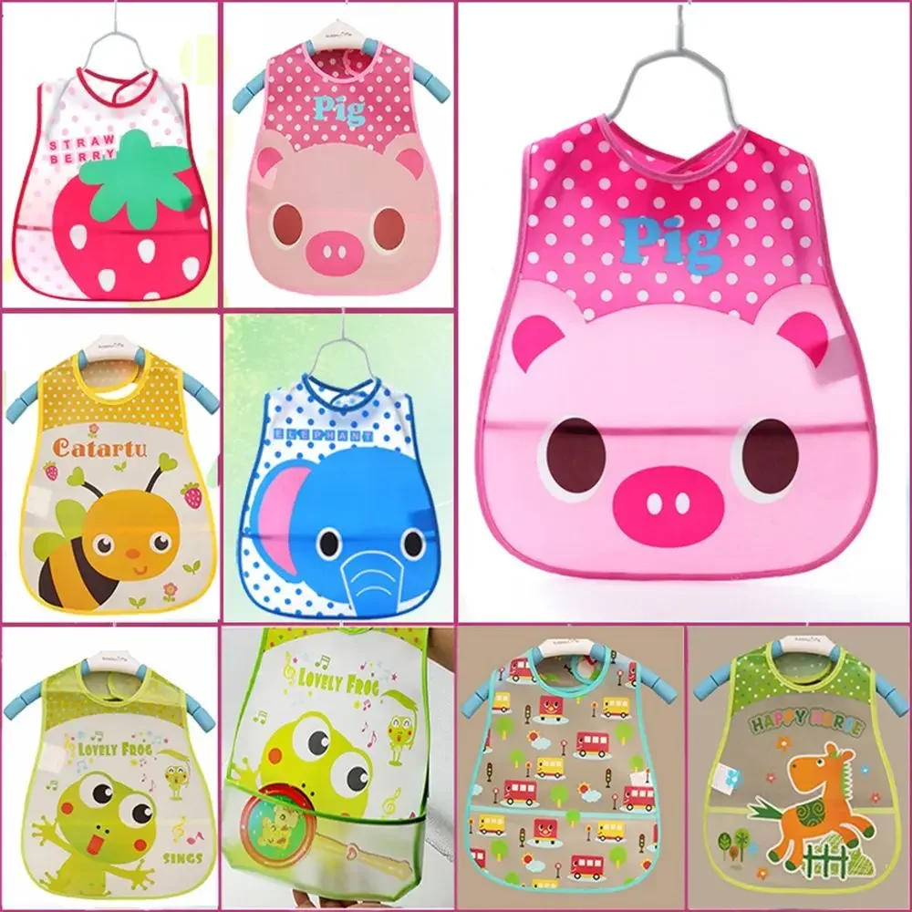 Smock Series Infant Kid Saliva Bib Kids Plastic Cloth Lunch Translucent Bibs/Cute Pattern Towel Baby Bibs Waterproof