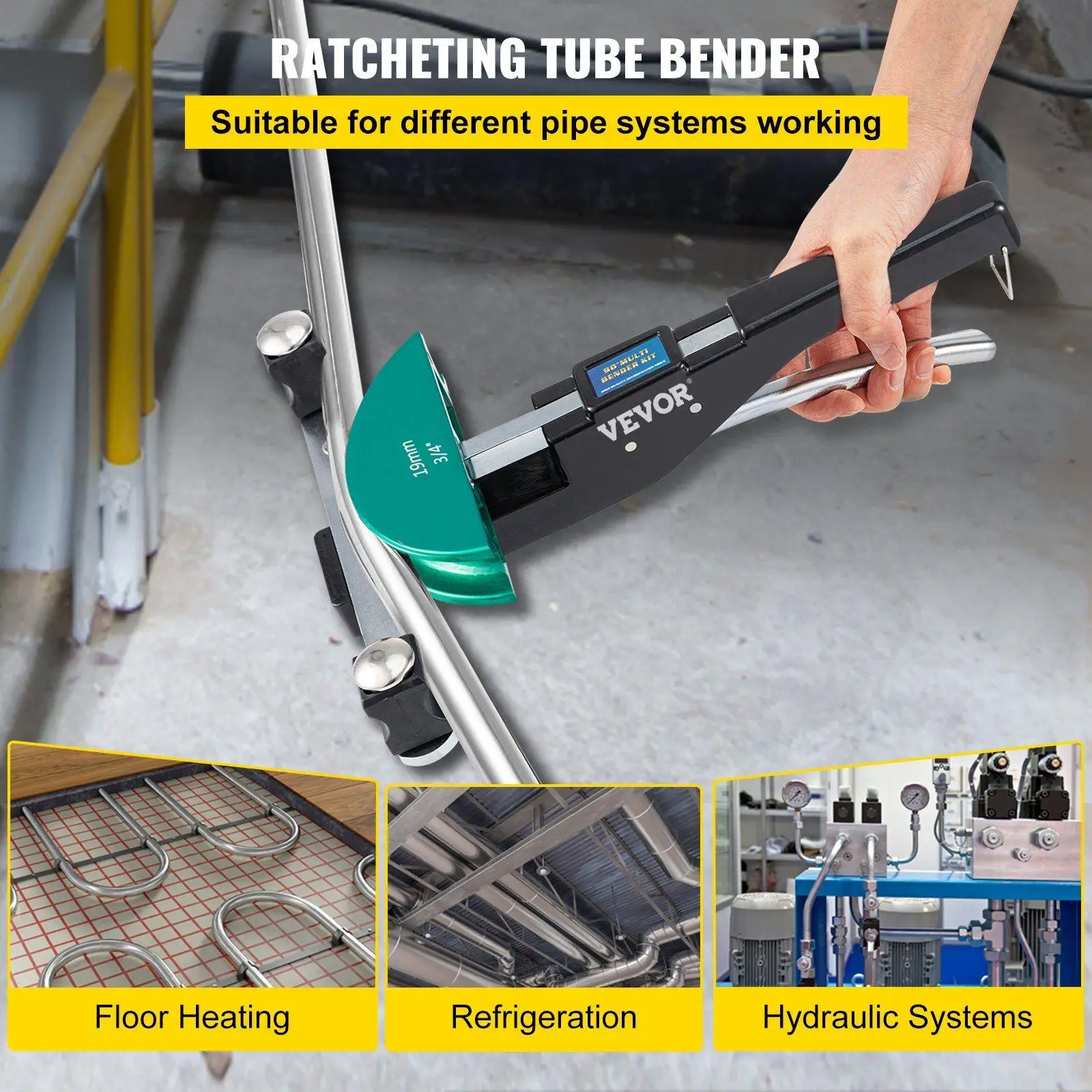 7-موت ثني الأنابيب 90 ° طقم سبائك ألومنيوم عكسي 1/4 بوصة - 7-8 بوصة 6-22 مم مع قوالب ملونة مدمجة للنحاس والألومنيوم #2