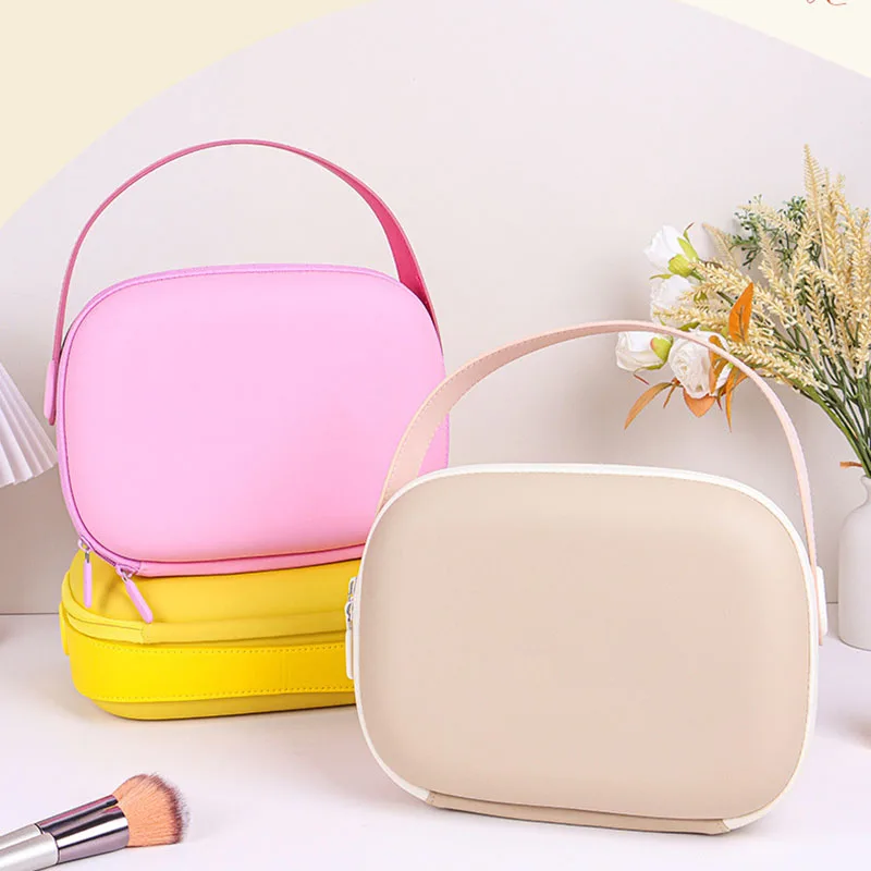 

Простая водонепроницаемая косметичка из ПУ, квадратная, в конфетных цветах, для хранения косметики, компактная, с ручкой, дорожная сумка для макияжа.