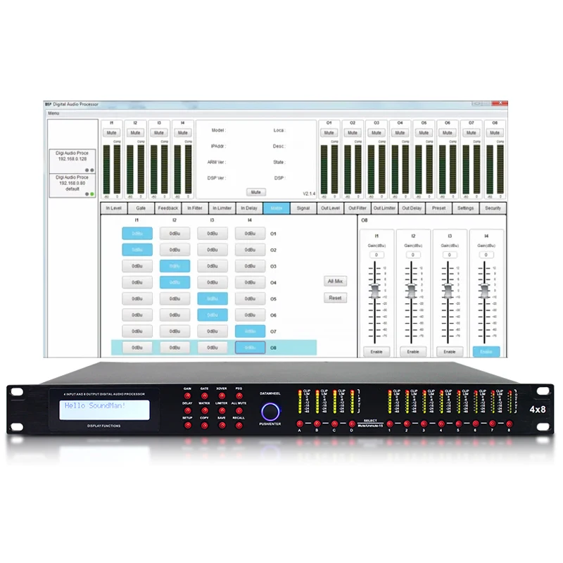 4 input 8 output loudspeaker management system AP48 Sinbosen Digital audio processor