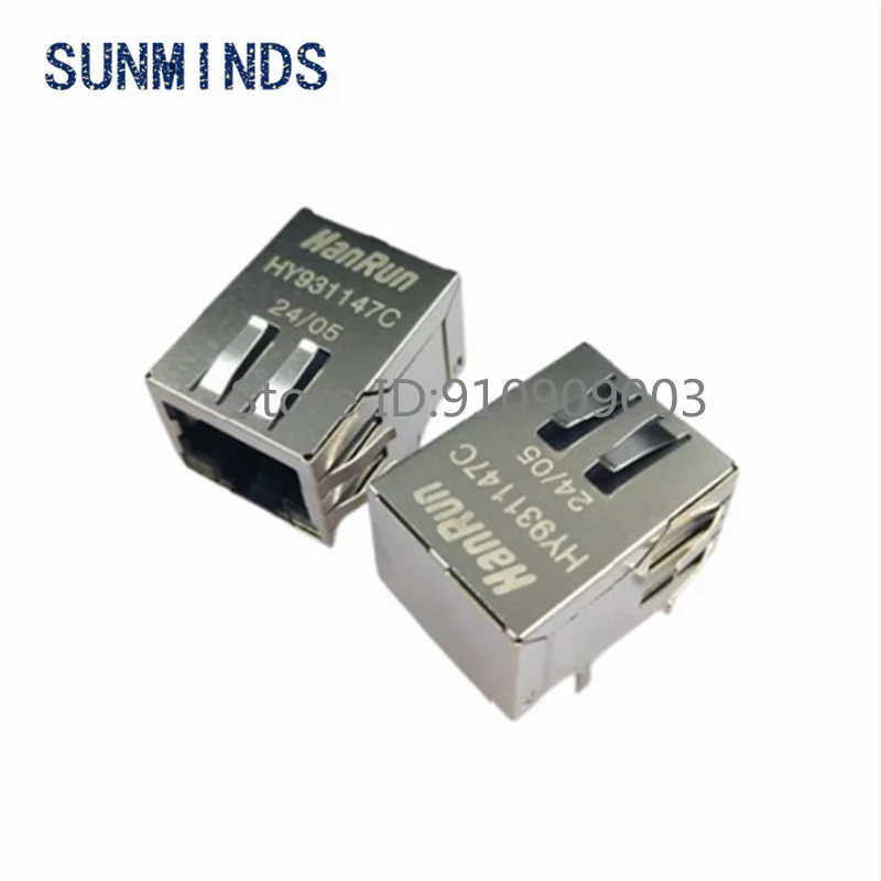 5PCS HY 931147 Filtro do transformador da isolação da rede do soquete C RJ45 Gigabit com luz horizontal