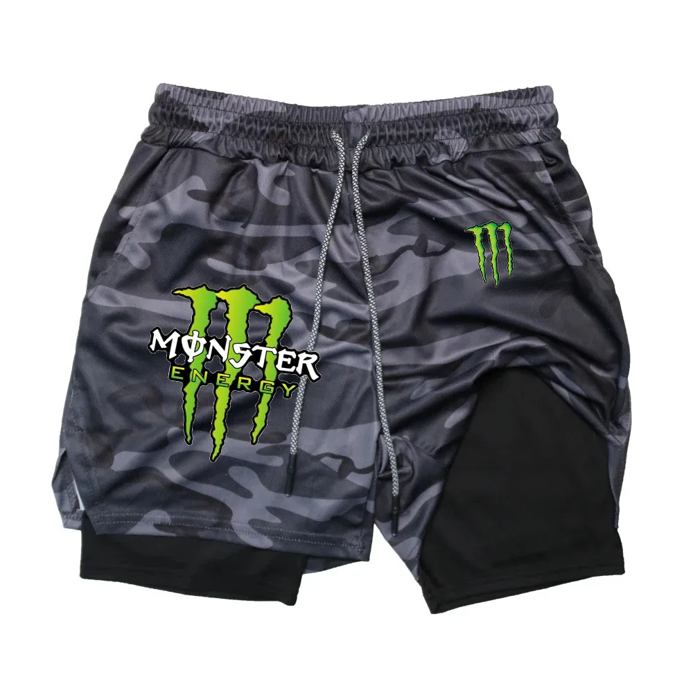 

Мужские спортивные шорты Monster Energy, быстросохнущие и дышащие, двухслойные.