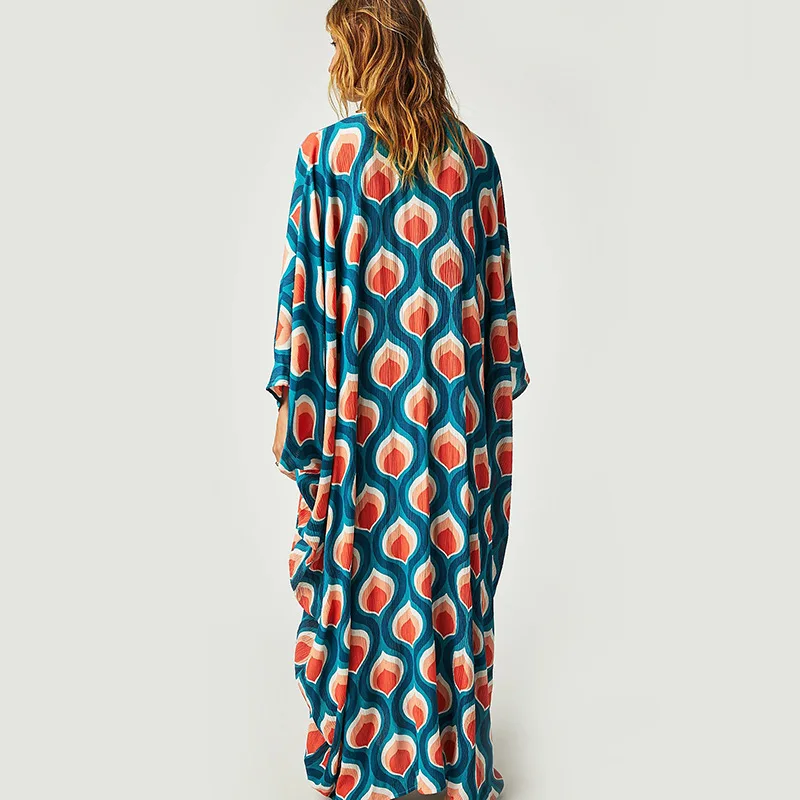 2024 sommer Neue Strand Rock frauen Freizeit Urlaub Drucken Pullover Bikini Bademode Cover Up Sonnenschutz Kleidung