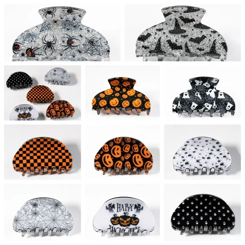 Pince à cheveux citrouille effrayante pour Halloween, pince à cheveux en forme d'araignée, crabe, coiffure fantôme, couvre-chef géométrique pour filles