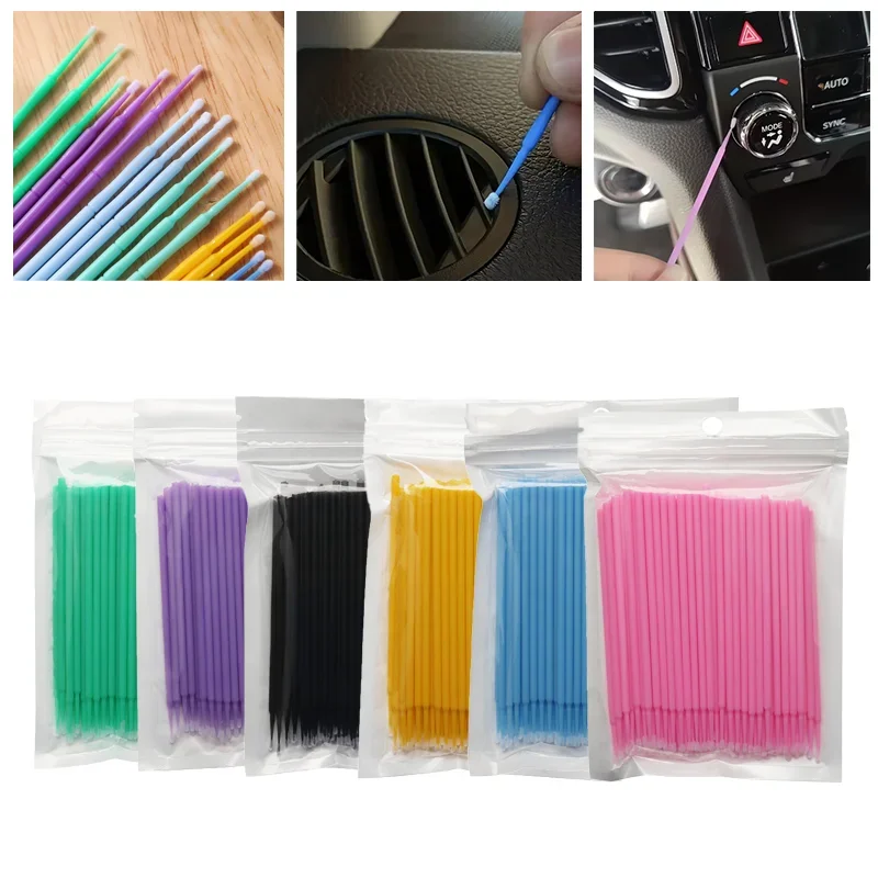 

100Pcs Disposable Car Maintenance Tool Brushes Paint Small Tip Head Brush Cars Cleaning Tools Auto Interior Accessories