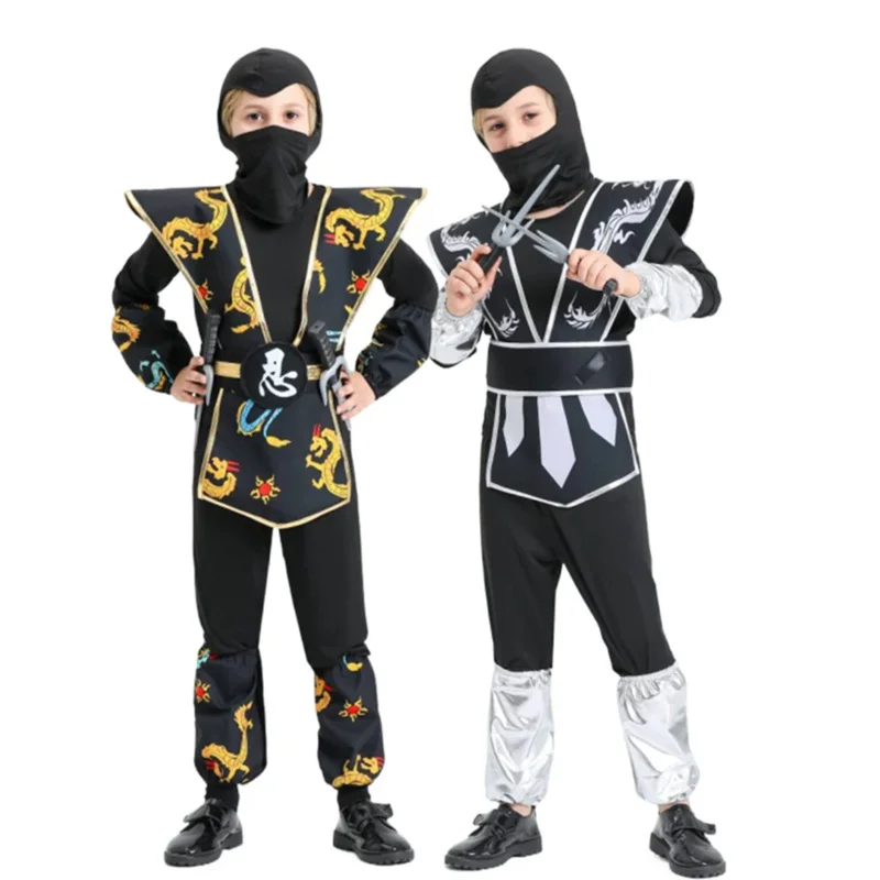 Ninja-kostuum voor kinderen voor jongens meisjes Ninja-pak Halloween Party Cosplay-kostuums voor jongens met schuimaccessoires Beste kindercadeau