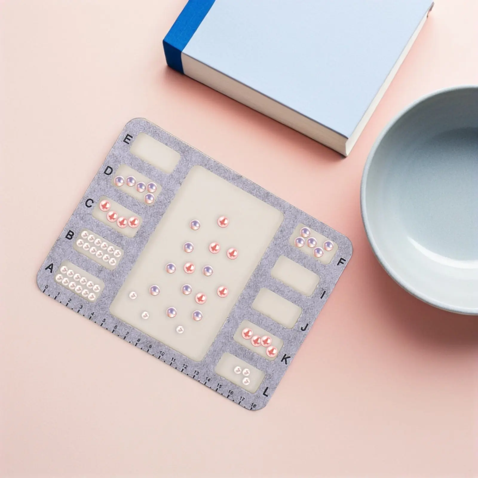 4Pcs Felt Bead Tray Rectangle Boards Non Jewelry Making Beading Mat Centimeter Alphabetic Scale Sorting Bracelet