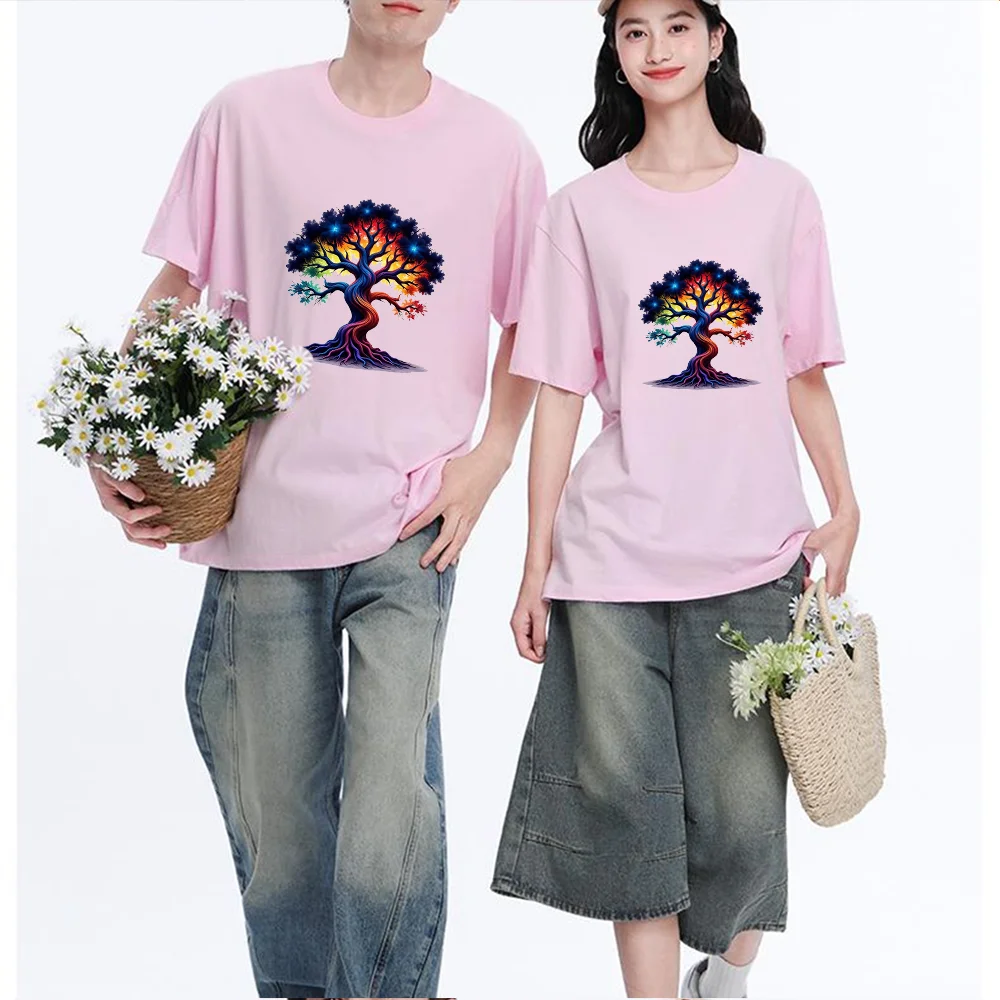 Colorful Mystic Tree Printed T Shirt Breathable Fabric S-XXL Personalized Custom T Shirt Casual Short Sleeve Tee Aesthetic Graph