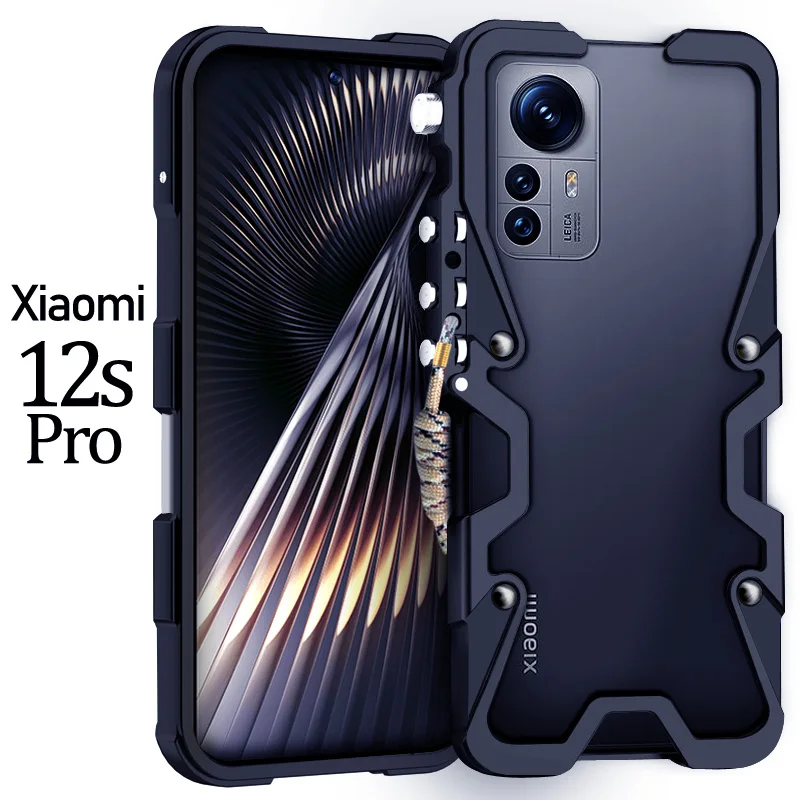 Luxury Armor Metal Aluminum Phone Cases Bumper For Xiaomi MI 12 12s 12t Pro Lite Cover Mechanical Purely Handmade Skull Case