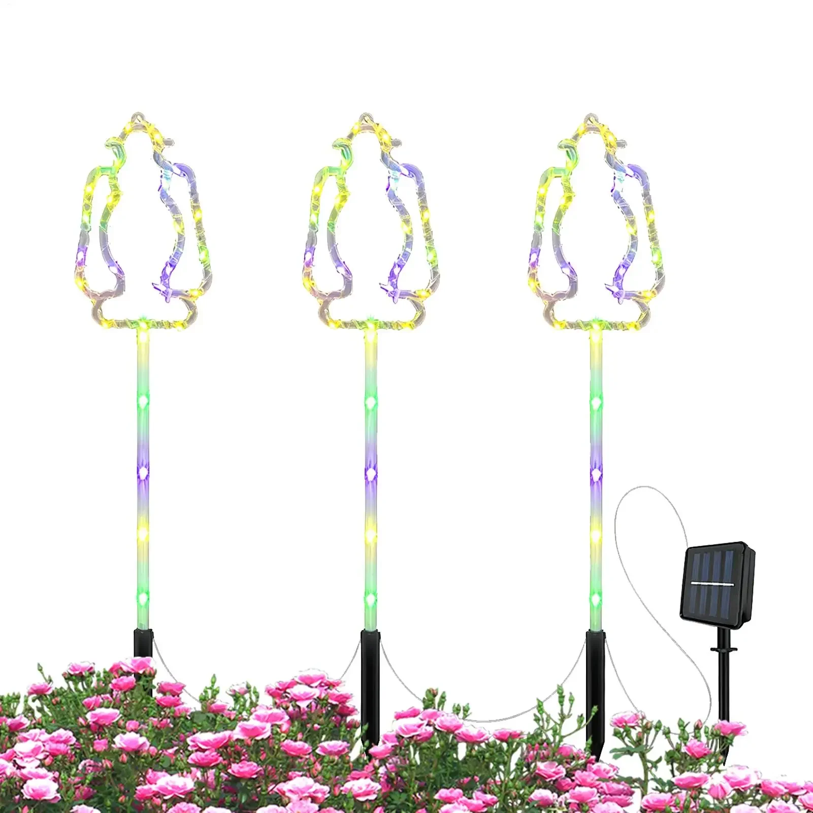 Solar Stake Lights Waterproof Moon Star Insert Pathway Lamp Solar Christmas Stake Lights For Valentine Day Holiday Birthday