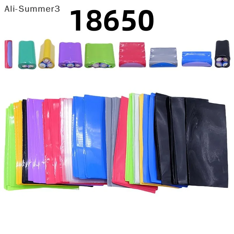 100 Stück selbstklebender Isolator, flacher PVC-Schrumpfschlauch, Batteriefolie für 18650 Lithium-Batterie, Schrumpfschlauch, sortiertes Kit